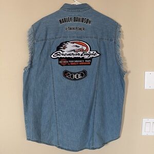 Harley Davidson Vintage Authentic Jean Vest Sz XL